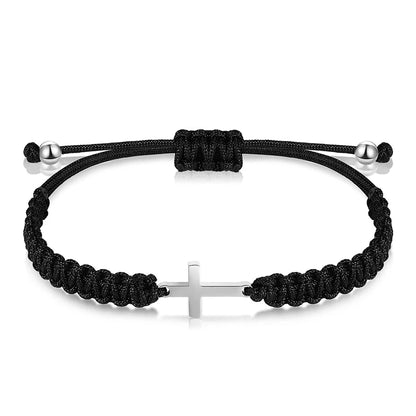 Christian Cross Woven Bracelet Handmade Black White Color Braided Couple Bracelets Friendship Jewelry Gifts